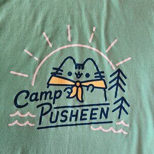 Camp Pusheen Teal + Blue Ringer Crew T shirt